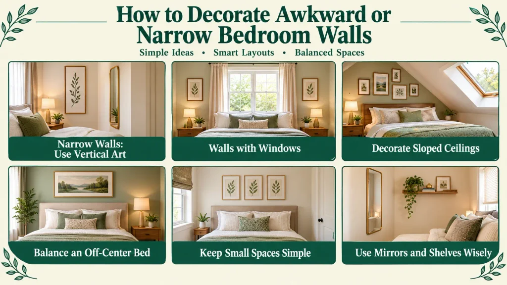 How to Decorate Awkward or Narrow Bedroom Walls