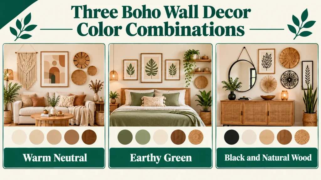 Three Boho Wall Decor Color Combinations