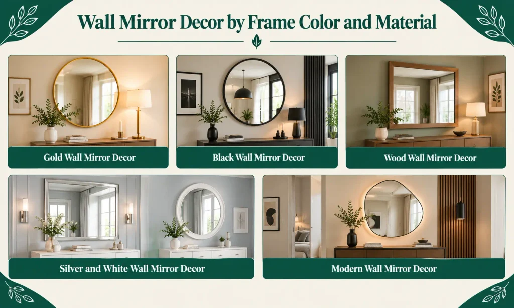 Wall Mirror Decor by Frame Color and Material